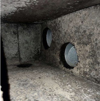 Dirty air duct before professional cleaning