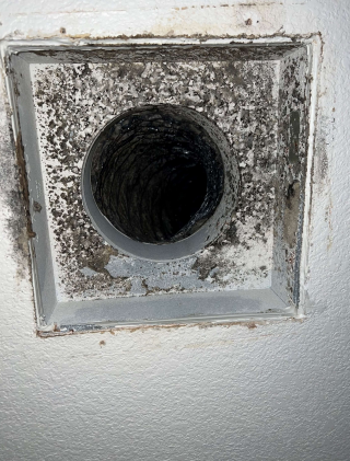 Dirty HVAC duct before cleaning